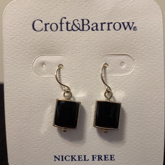 {Croft & Barrow} Black Square Drop Earrings - Nickel Free, New with Tags - Picture 4 of 6